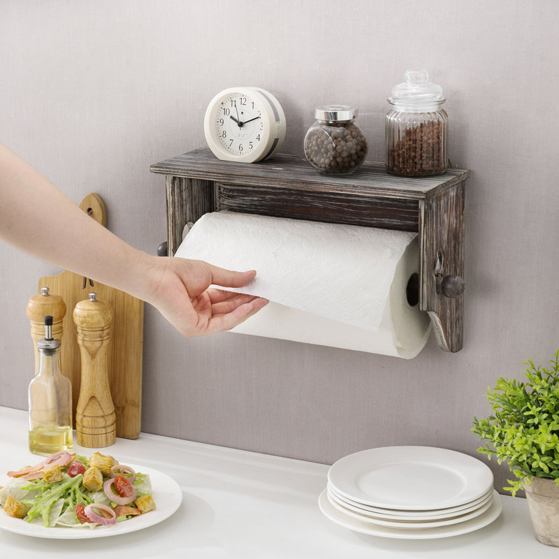 Wood wall paper towel holder sale